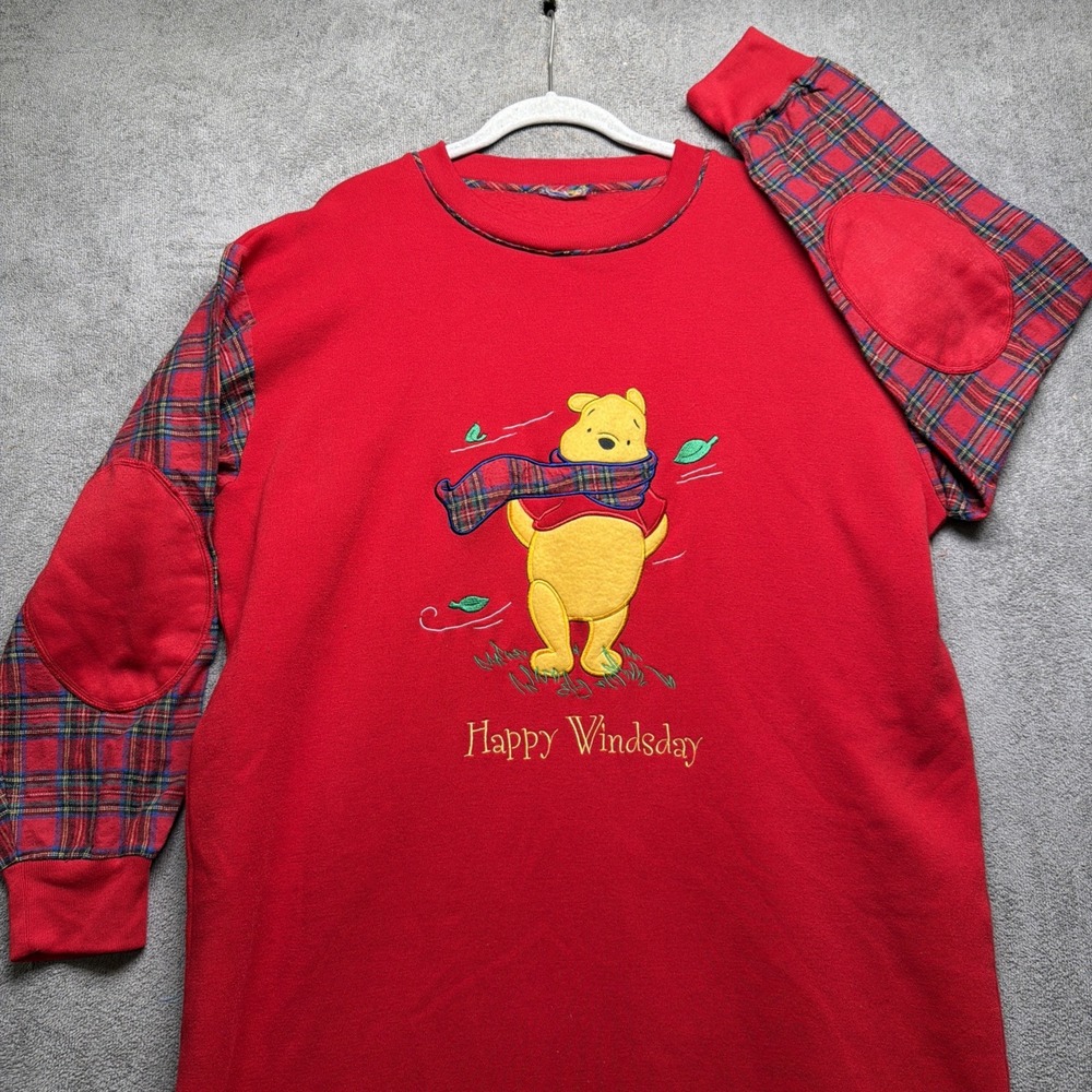 Disney Winnie‎ the Pooh Sleep Shirt Pajama Dress Red Embroidered
